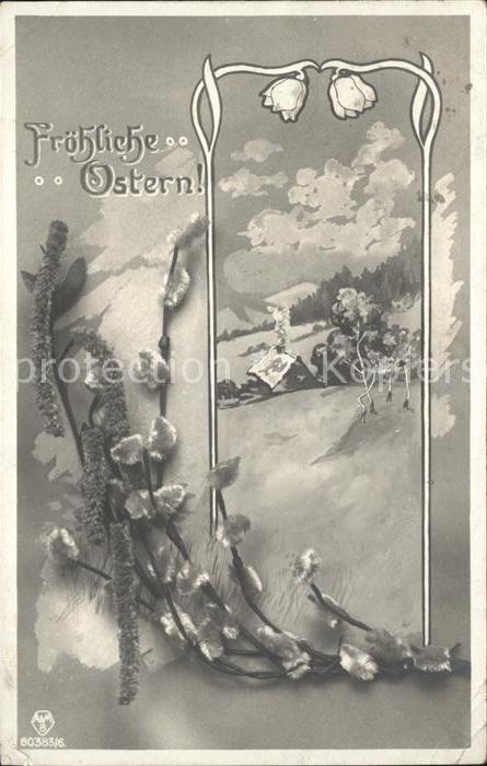 Ostern Easter Paques Weidenkätzchen Hasel AMB-Verlag-Nr. 603