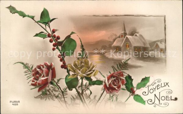 Verlag FURIA Nr. 488 Weihnachten Rosen Stechpalme