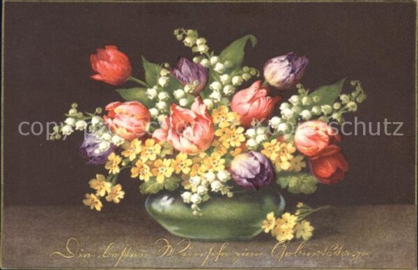 Geburtstag Tulpen Maiglöckchen Schlüsselblume