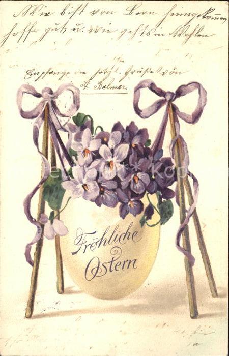 Ostern Easter Paques Ei Veilchen Schleife Litho