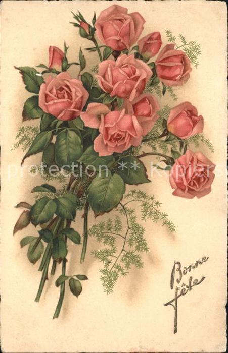 Rosen Bonne fete Litho