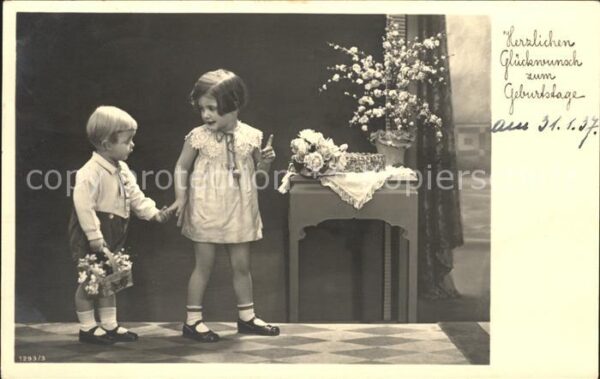 Kinder Child Enfants Glückwunsch Geburtstag Blumen