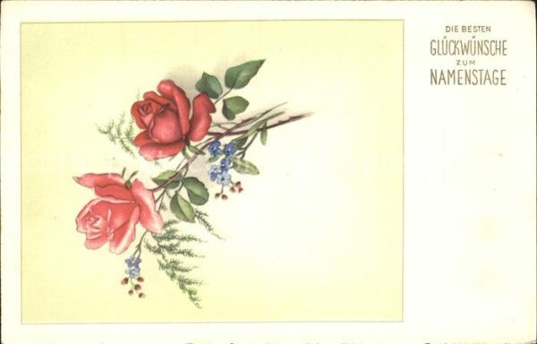 Namenstag Namenskarte Rosen Vergissmeinnicht