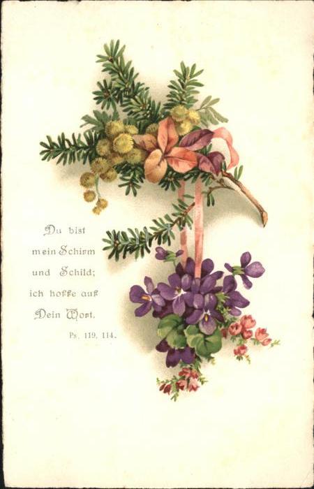 Blumen Veilchen Gold-Chrysantheme Psalm Litho