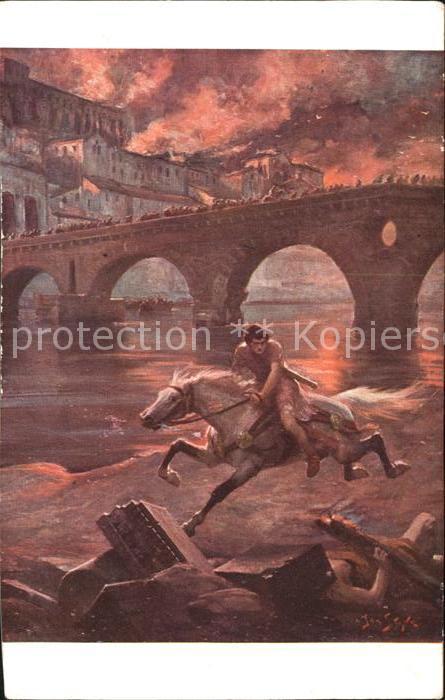 Kuenstlerkarte Jan Styka La chevauchee de Vinicius Nr.