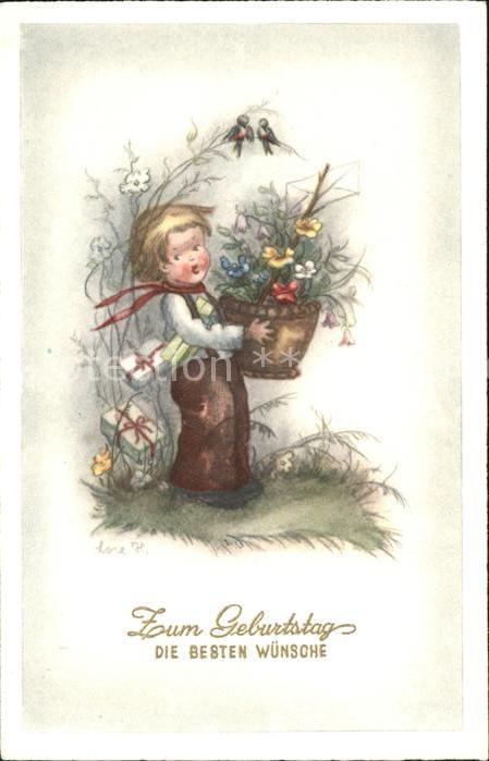 Kinder Child Enfants Geburtstag Vögel Blumen Geschenke Brief