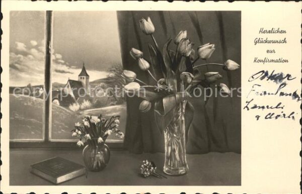 Foto Amag Nr. 65489/1 Konfirmation Tulpen Bibel Märze