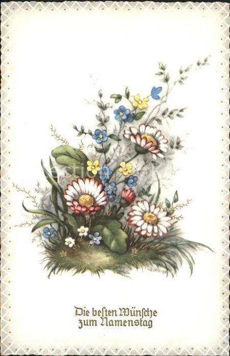 Namenstag Namenskarte Gänseblümchen Vergissmeinnicht
