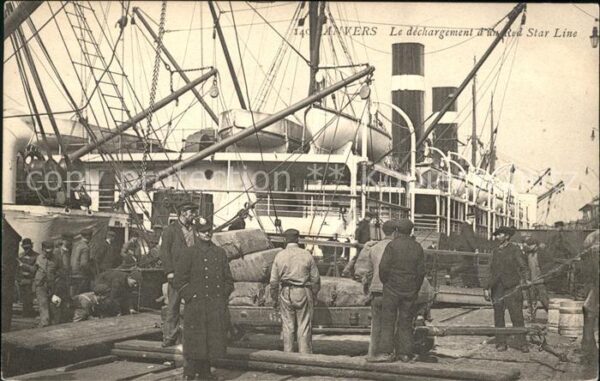 Dampfer Oceanliner Red Star Line dechargement Anvers
