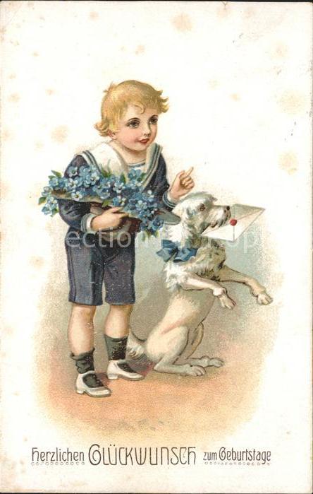 Kinder Child Enfants Matrosenanzug Hund Geburtstag Brief Ver