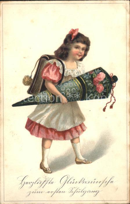Kinder Child Enfants Schulanfang Einschulung Schultüte Litho
