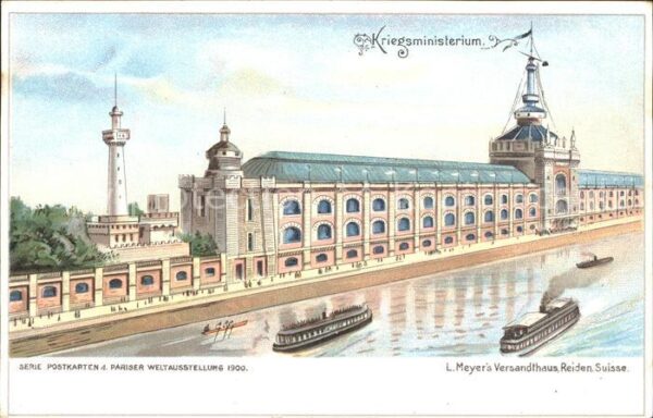 Exposition Universelle Paris 1900 Kriegsministerium Dampfer Litho
