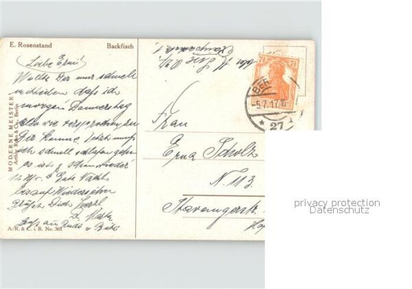 Kuenstlerkarte E. Rosenstand Backfisch Nr. 361 Mädchen – Bild 2