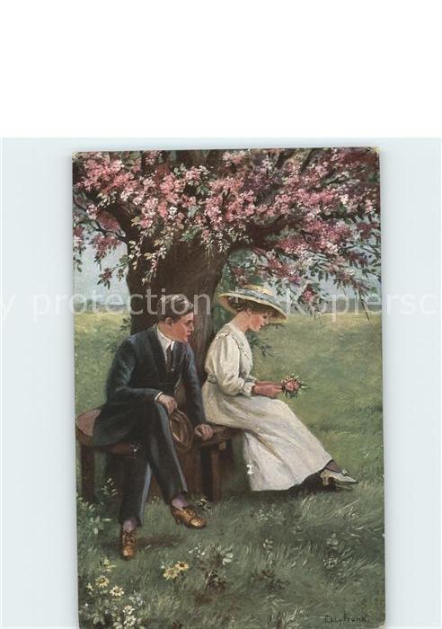 Kuenstlerkarte E. Frank Unter dem Apfelbaum Nr. 231 Pa