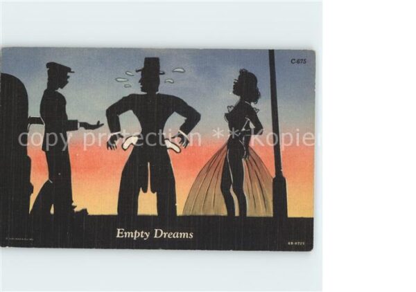 Scherenschnitt Schattenbildkarte Cowboy Frau Erotik Empty Dreams