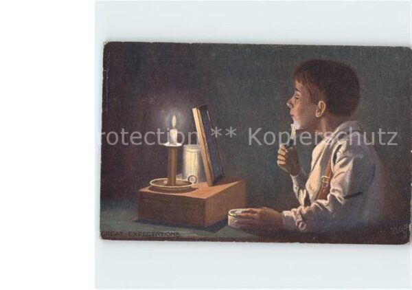Verlag Tucks Oilette Nr. 9242 Kind Kerze Rasur Rasierpinsel Spie