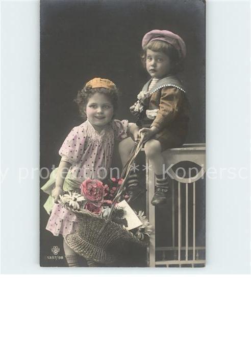 Foto RPH Nr. 1397/98 Kinder Korb Rosen Margeriten