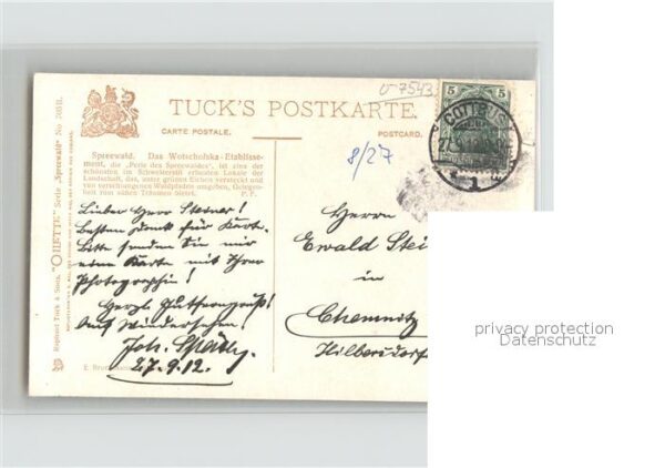 Verlag Tucks Oilette Nr. 705 B Spreewald Wotschofska Etablisseme – Bild 2