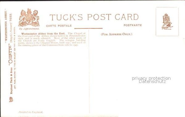 Verlag Tucks Oilette Nr. 7033 Westminster Abbey Charles E. Flowe – Bild 2
