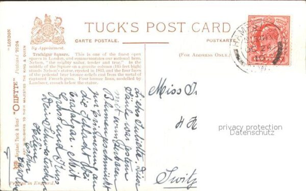 Verlag Tucks Oilette Nr. 7924 Trafalgar Square London – Bild 2