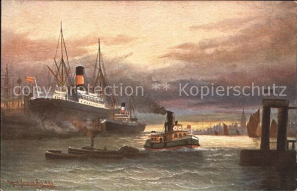 Dampfer Oceanliner Boote Künstlerkarte