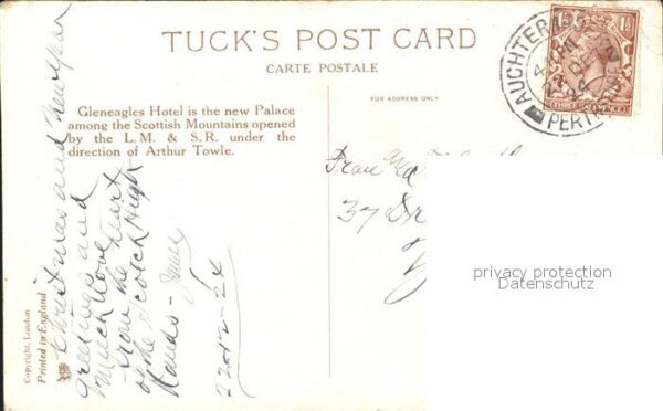 Verlag Tucks Oilette Nr. Gleneagles Hotel Perthshire  Scottish M – Bild 2