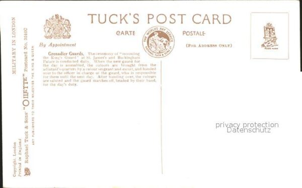 Verlag Tucks Oilette Nr. 3546 C Grenadier Guards Wellington Barr – Bild 2