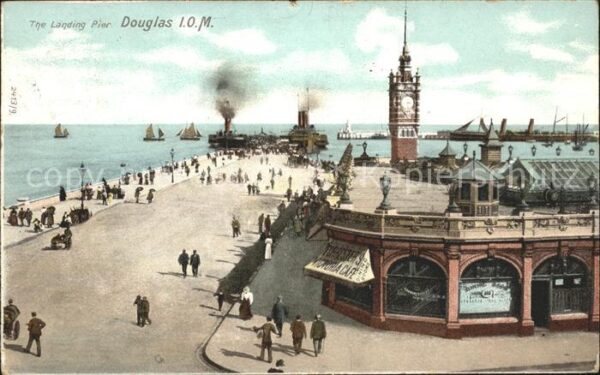 Douglas Isle of Man Landing Pier Clock Tower Steamer