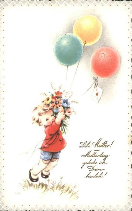 Muttertag Kind Luftballons Brief Blumen