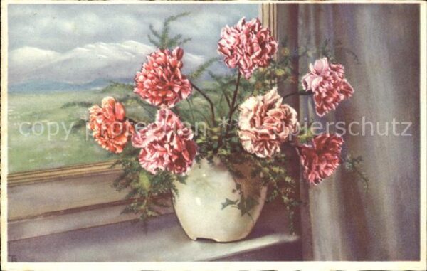 Verlag Amag Nr. 3475 Nelken Vase
