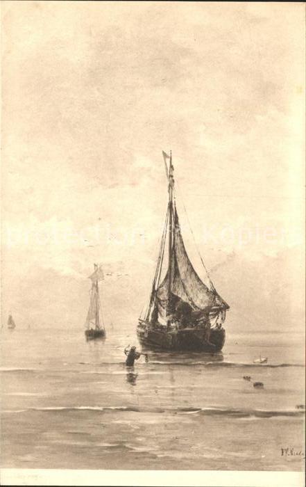 Segelboote Künstlerkarte H. W. Mesdag Kalme zee St