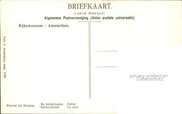 Kuenstlerkarte Pieter de Hoogh De kelderkamer Kellerzi – Bild 2
