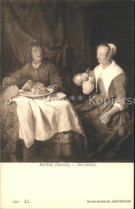 Kuenstlerkarte Gabriel Metsu Het Ontbijt Nr. 150 Das F
