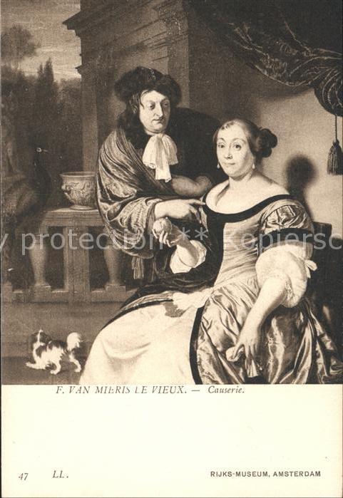 Kuenstlerkarte F. van Mieris le Vieux Causerie Nr. 47