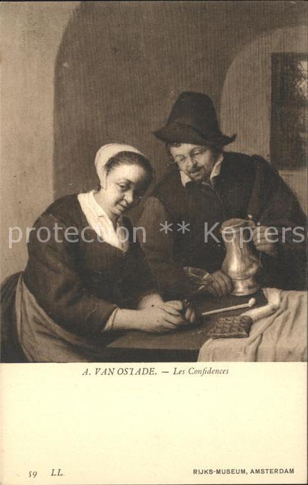 Kuenstlerkarte A. van Ostade Les Confidences Nr. 59