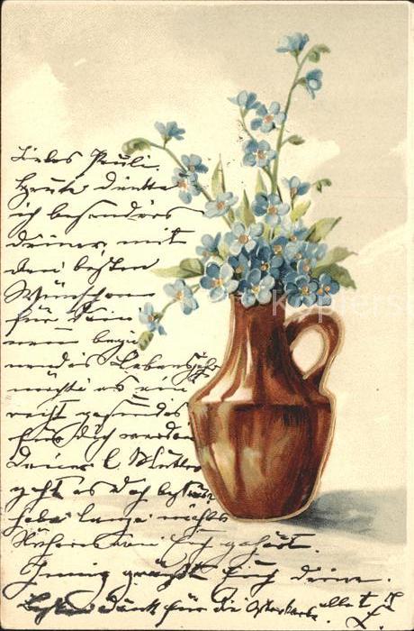 Blumen Vergissmeinnicht Vase Litho