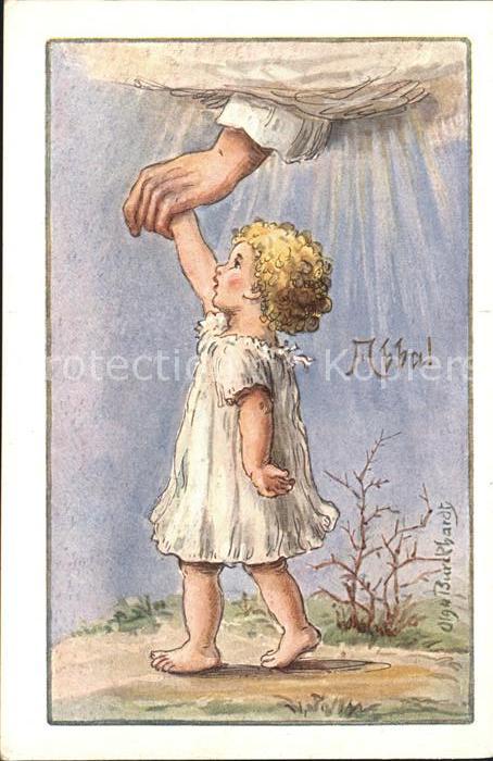 Kuenstlerkarte Olga Burckhardt Abba Kind Wolke Hand