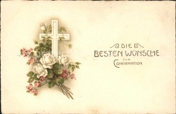 Konfirmation Rosen Kreuz Litho
