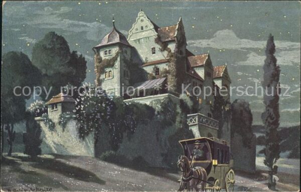Pferdekutschen Schloss Künstlerkarte