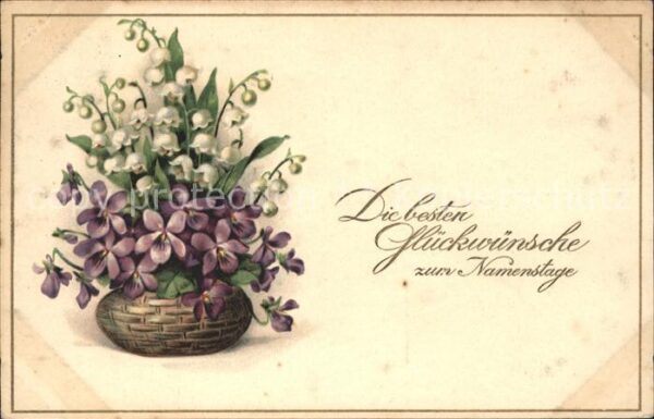 Maigloeckchen Veilchen Namenstag Litho