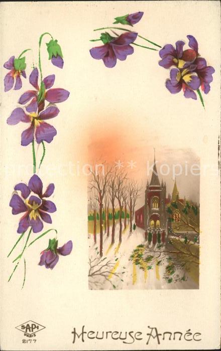 Verlag SAPI Paris Nr. 2177 Neujahr Veilchen Kirche