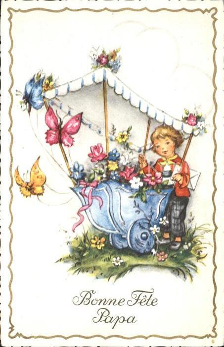 Schmetterlinge Kind Blumen Blumenwagen Vatertag
