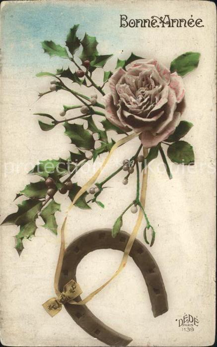 Hufeisen Rose Stechpalme Mistel Neujahr Verlag-D