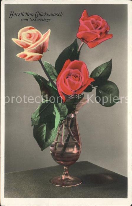 Rosen Geburtstag Vase Verlag-Amag-Nr. 65409/4
