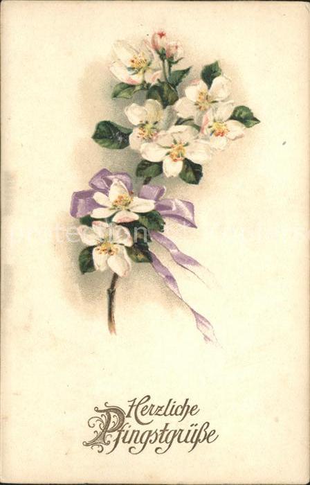 Pfingsten Pentecost Pentecote Blumen Litho