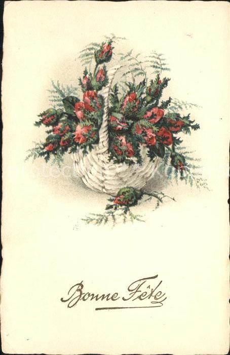 Blumen Korb Bonne Fete Litho