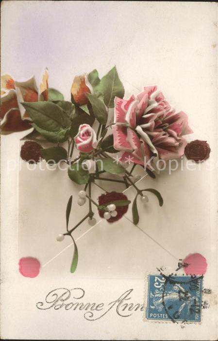 Neujahr Rosen Mistel Brief