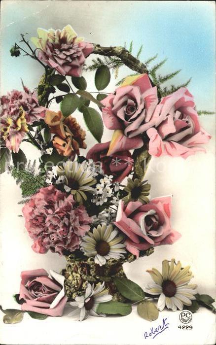 Verlag PC Paris Nr. 4229 Rosen Margeriten Nelken