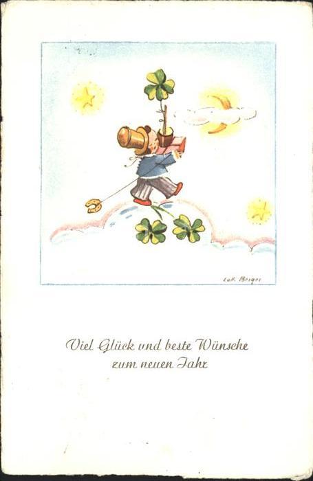 Neujahr Himmel Wolke Kind Kleeblätter Hufeisen