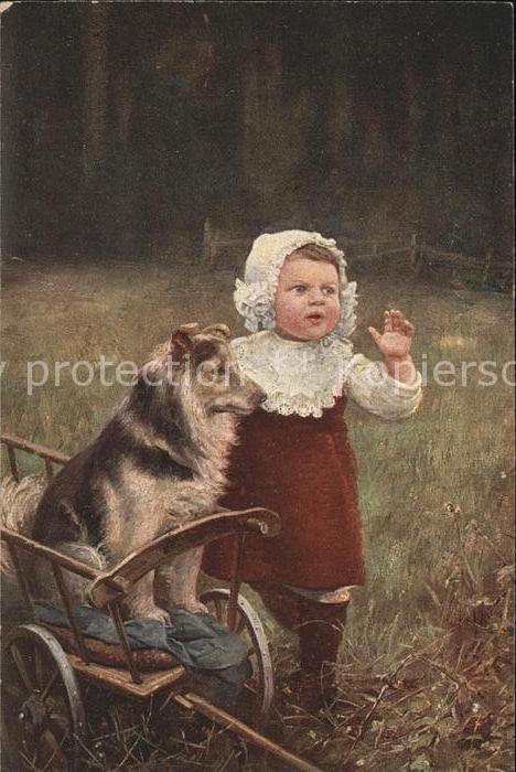 Verlag Galerie Muenchner Meister Nr. Paul Wagner Spielkameraden Kind Hund Co